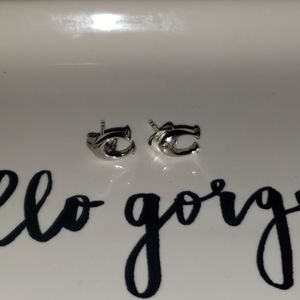 Classic Signature C Coach Silver Earrings
